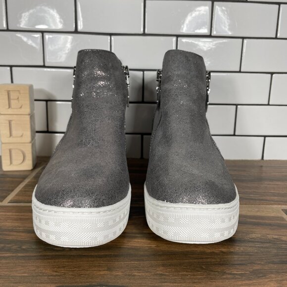 Skechers Lift Off Womens Size 9.5 Shoes Shimmer Pewter Hidden Wedge Ankle Boots - Picture 2 of 13